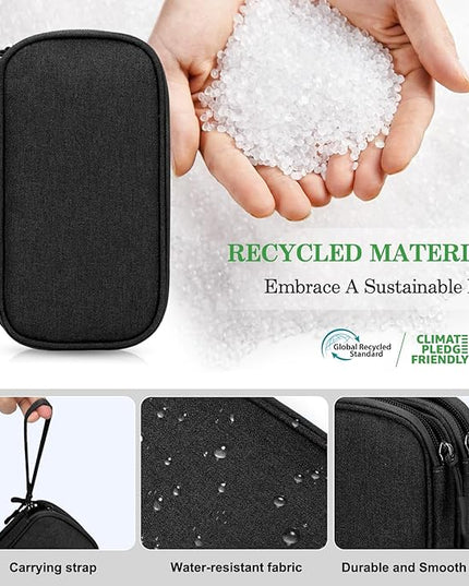 FYY Electronic Organizer, Large Travel Cable Organizer Bag Pouch Electronic Accessories Carry Case Portable Waterproof Double Layers All-in-One Storage Bag for Cable, Cord, Charger, Phone, Black