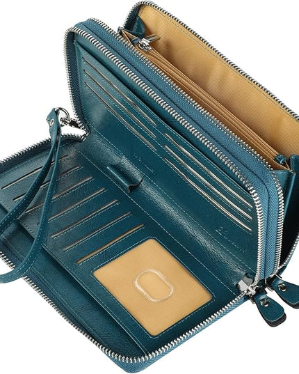 Lavemi Small Compact Women Wallet RFID Blocking Genuine Leather Bifold Purse with ID Windows