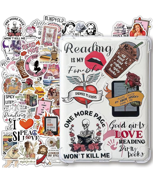 MiStar 62 PCS Book Stickers for Kindle Adult, Spicy Bookish Reading Dark Romance Booktok Dirty Sticker Pack for Ebook Reader Case Laptop Water Bottle Waterproof Vinyl Decal Gifts for Women