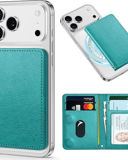 TUCCH for Magsafe Card Holder with Clear ID Window, Fit 6 Cards, RFID Blocking PU Leather Men Women Magnetic Phone Wallet for iPhone 17/16/15/14/13/12/Plus/Air/Pro/Pro Max Series, Cyan