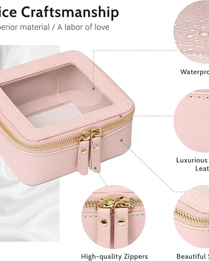 Aveniee Mini Clear Makeup Bag, Small Cosmetic Bags Travel Toiletry Pouch Organizer, TSA Approved Make up Case with Zipper, Car Bag for Essentials,Pink