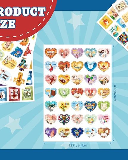 1000 PCS Bible Verse Jesus Stickers for Kids, Christian Faith Stickers for Laptop, Phone Cases, Scrapbook, Christian Easter Gifts for Kids Adults