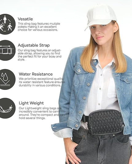 C.C Belt Bag for Women – Quilted Fanny Pack Crossbody Waist Bag with Adjustable Strap, Fashion Gift Idea (Materasse - Pink)