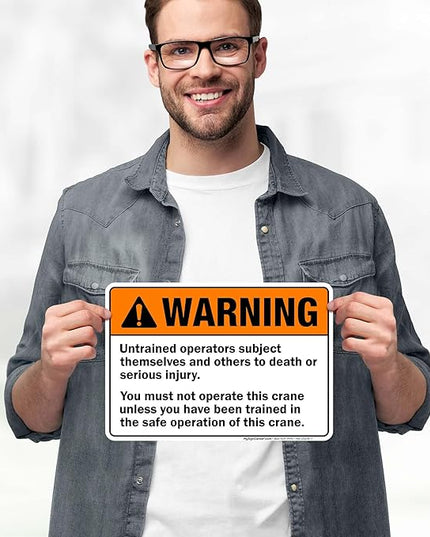 Warning Untrained Operators Subject Themselves And Others To Death Sign, 10x7 Inches, 4 Mil Vinyl Decal Stickers Weather Resistant, Made in USA by My Sign Center