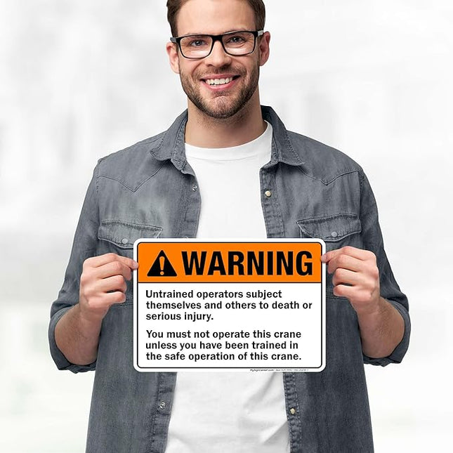Warning Untrained Operators Subject Themselves And Others To Death Sign, 10x7 Inches, 4 Mil Vinyl Decal Stickers Weather Resistant, Made in USA by My Sign Center