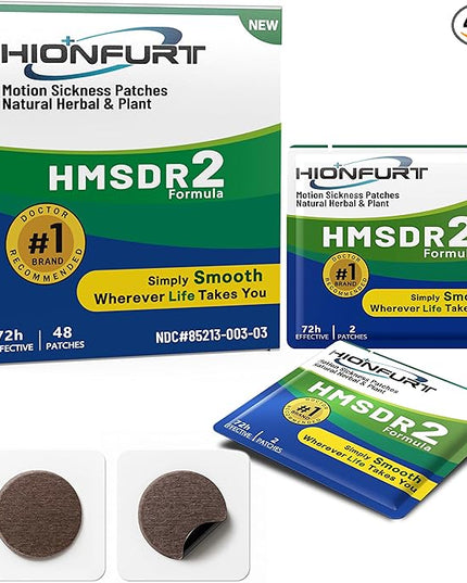 HMSDR2 48ct Motion Sickness Patches – Sea Sickness Patches for Cruise, Car, Airplane – Non-Drowsy, 72H Lasting