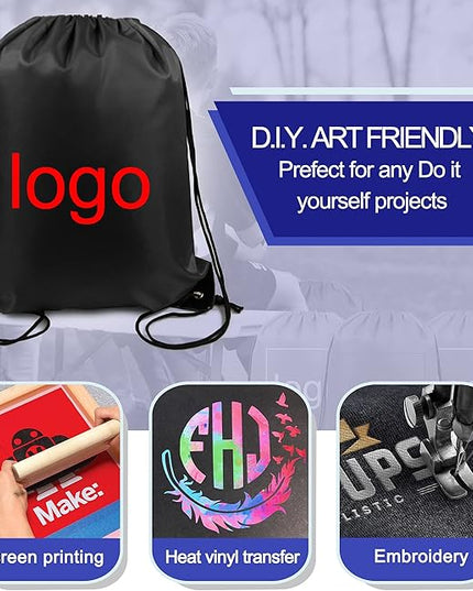 BeeGreen Drawstring Backpack Bags 20,30,50 Packs Reflective String Bags for Gym Sport Trip Cinch Sack DIY for Women Men