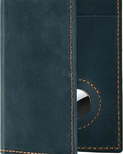 Passport Holder for Travel, Genuine Leather Passport Holder with Airtag, Rfid Passport Wallet Cover Case for Women Men, Travel Essentials Gift, Blue