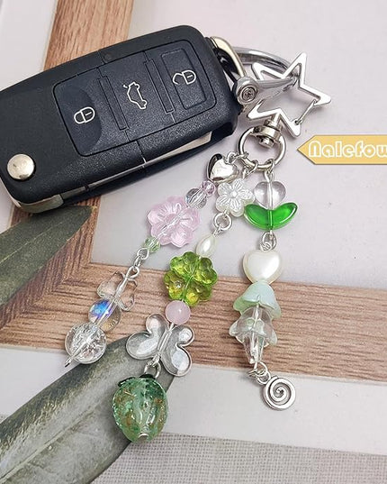 Keychain Bag Accessories Cute Cherry Strawberry Flower Keychains Accessories Decor for Keys Bags Purses Gift