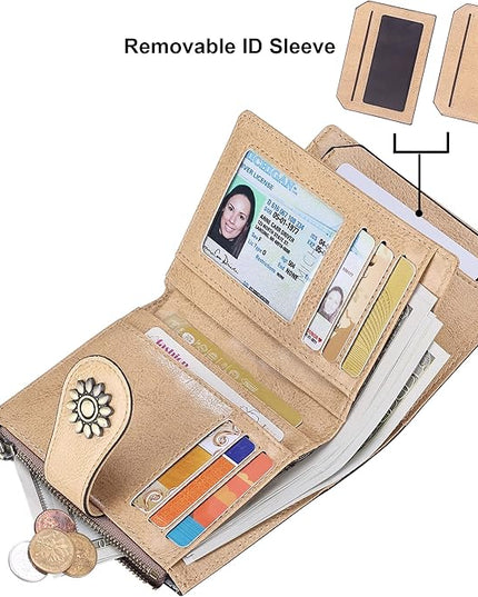 Lavemi Womens Leather Wallet Small Compact RFID Blocking Credit Card Case Purse with Zipper Pocket | Small, Compact, RFID Blocking, Zipper Pocket, Small, Compact