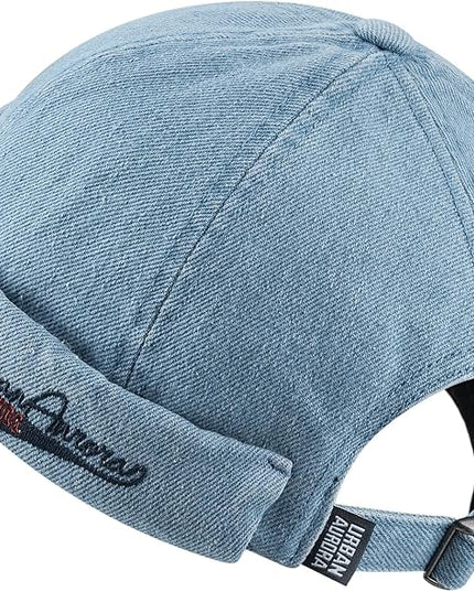 Croogo Denim Docker Hat Fashion Brimless Beanie Hat Retro Worker Skull Cap Rolled Cuff Sailor Cap Hip Hop Dancing Watch Cap