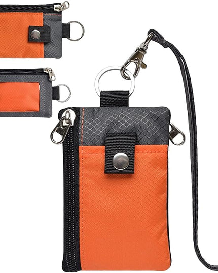 Minimalist RFID Blocking Small Wallet with ID Window,WaterResistant Zip Id Case Wallet with Lanyard Keychain for Cards,Cash,Travel,Women,Men