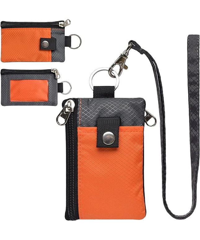 Minimalist RFID Blocking Small Wallet with ID Window,WaterResistant Zip Id Case Wallet with Lanyard Keychain for Cards,Cash,Travel,Women,Men