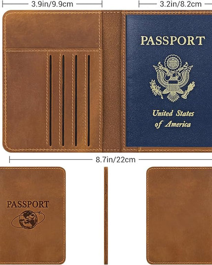 BIAOTIE Premium Leather Passport Holder Covers, Rfid Travel Wallet Passport Document Holder, Travel Essentials Wallet Cover Case for Men and Women (Light Brown)