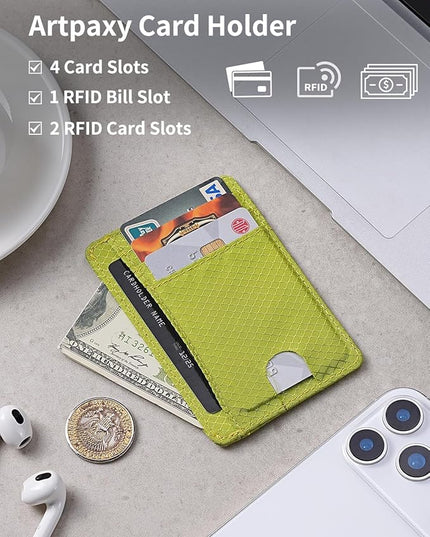 Artpaxy Slim Wallet for Men & Women, Minimalist Front Pocket Card Holder for Travel, RFID Blocking, Water Resistant Nylon Wallet for ID & Cash & Credit Card