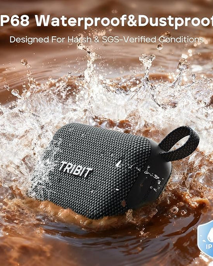 Tribit PocketGo Bluetooth Shower Speaker, IP68 Waterproof/Dustproof, Portable Speaker with 20H Playtime, Wireless, BT6.0, Supports TF Card, Electronics for Travel/Outdoors/Home