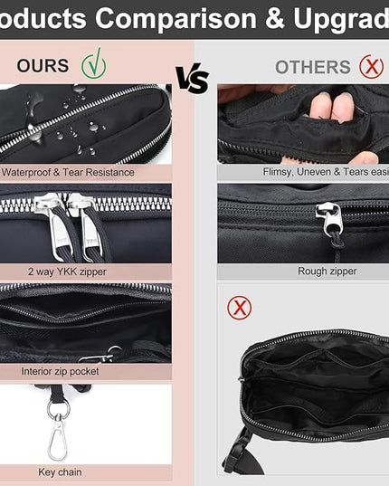 Mini Belt Bag for Women, RFID Small Fanny Pack, Womens Fashion Waist Packs with Extender Strap, Crossbody Bum Bags