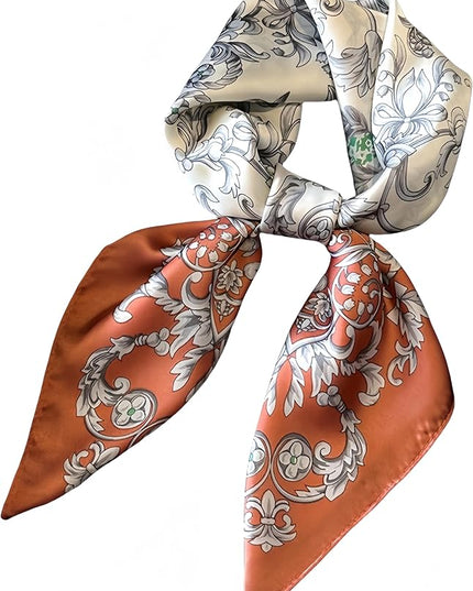 MINIDORA Satin Scarves for Women 27.5 × 27.5 inches Medium Square Elegant Silk Feeling Head Scarf