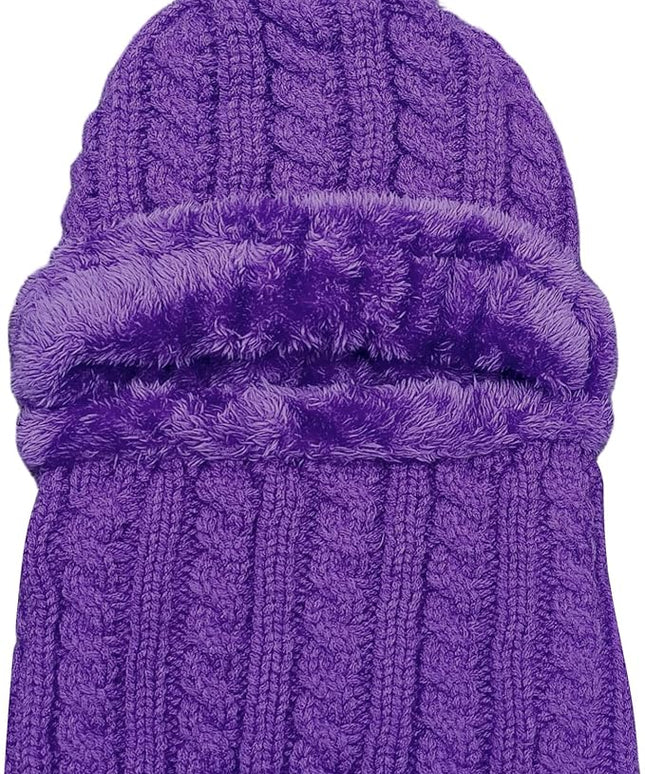 HUAMULAN Women Winter Beanie Hats One Piece Fleece Lined Knit Balaclavas Mask Set Skull Neck Circle Scarf Ski Snow Hat Pompom