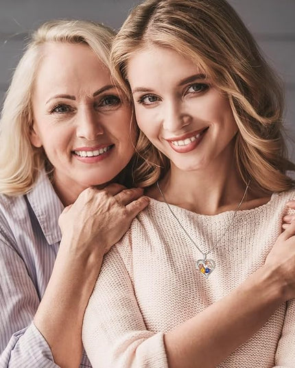 Iefil Christmas Gifts for Women Wife - 925 Sterling Silver Rose Heart Birthstone Necklace Birthday Anniversary Jewelry Gifts for Her Wife Mom Daughter
