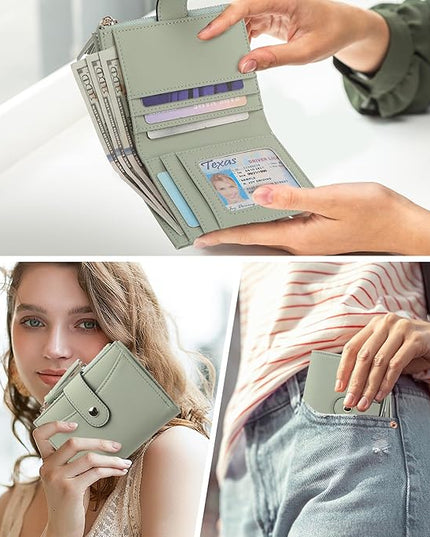 yiijay Small Wallet for Women RFID Blocking Tassle Bifold Slim Thin Leather Wallet Credit Card Holder Wallet Ladies Mini Wallet with Widened Zipper Pocket