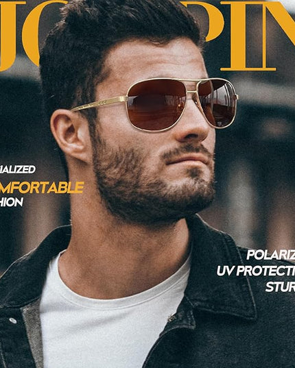Joopin Polarized Metal Aviation Sunglasses Men, Classic Military Sun Glasses Women, Rectangle Shades UV400 Protection Costume