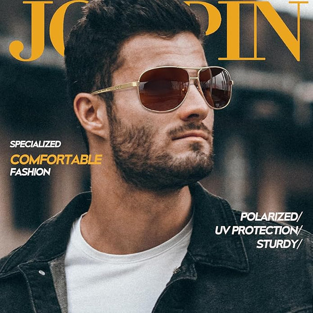 Joopin Polarized Metal Aviation Sunglasses Men, Classic Military Sun Glasses Women, Rectangle Shades UV400 Protection Costume