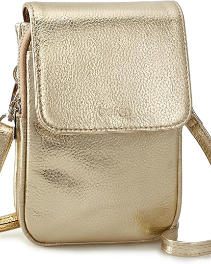 befen Genuine Leather Small Crossbody Bags for Women, Cell Phone Cross body Purse Bag with RFID Blocking Card Slots