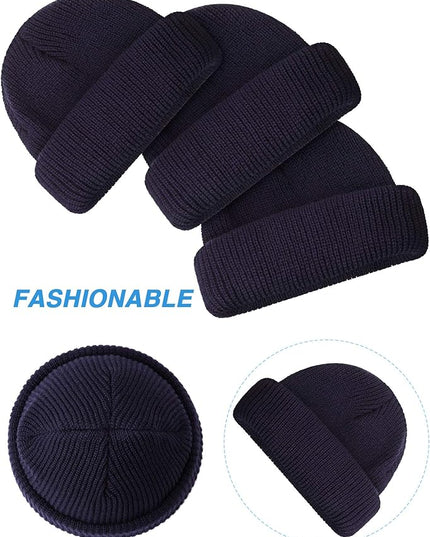Zhanmai 12 Pack Small Winter Beanie Hats Bulk Warm Knitted Cuffed Skull Cap for Men Women