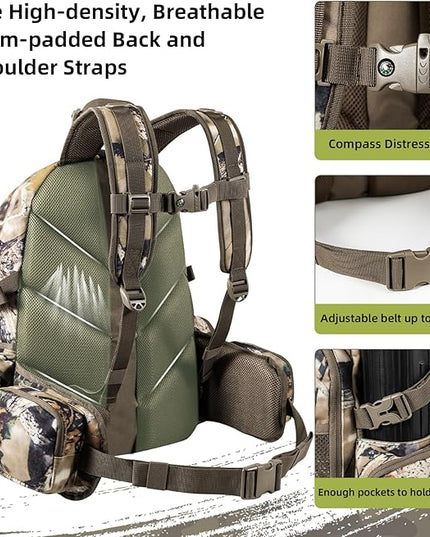 hunting backpack for men Waterproof Camo Pack Hunting gifts for men gear Hunting Day Pack-BlessedBark-35L