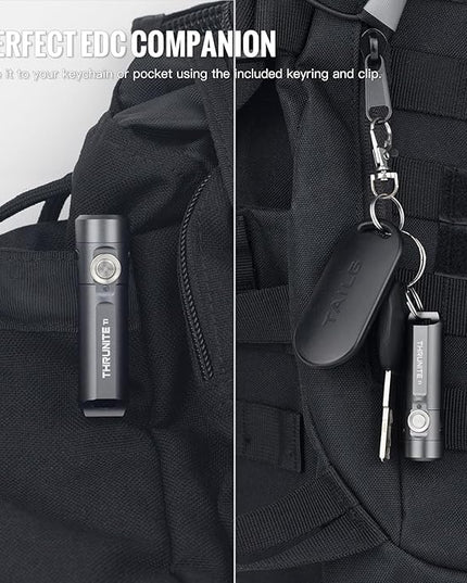 ThruNite Ti Mini Keychain Flashlight, USB-C Rechargeable EDC Pocket Light, Bright 650 Lumens Small Keychain Gadget for Camping, Everyday Carry, Indoor Outdoor Use (Grey Cool White)