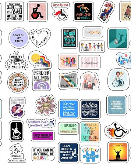BulbaCraft Disability Stickers for Water Bottle and Laptop - Disability Pride Party Supplies & Decorations, Waterproof Vinyl Support Decals, Gifts for Women & Men