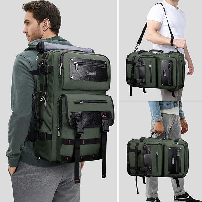 WITZMAN Carry On Travel Backpack for Men Duffle Bags Fit 17 Inch Laptop Airline Approved Laptop Backpack(B685 Army Green)