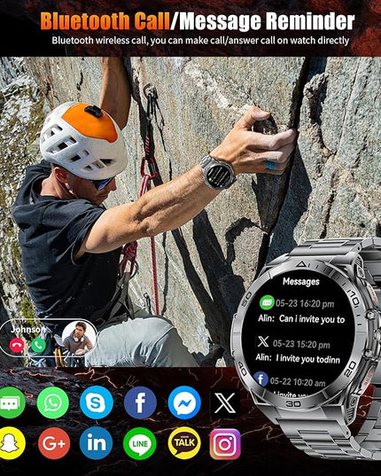 SUNKTA Military Smart Watch for Men,1.6" AMOLED Screen/600mAh Battery/5ATM Waterproof Smartwatches (Answer/Dial Calls) Fitness Tracker with Sleep Tracking/Heart Rate for Android iOS