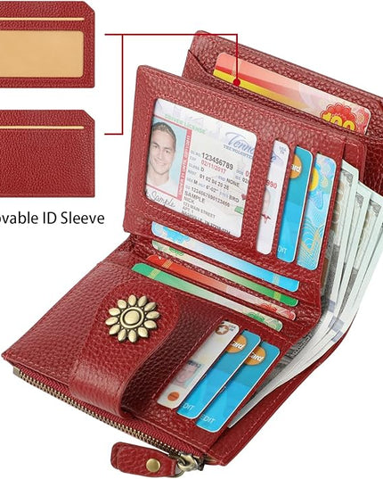 Lavemi Womens Leather Wallet Small Compact RFID Blocking Credit Card Case Purse with Zipper Pocket | Small, Compact, RFID Blocking, Zipper Pocket, Small, Compact