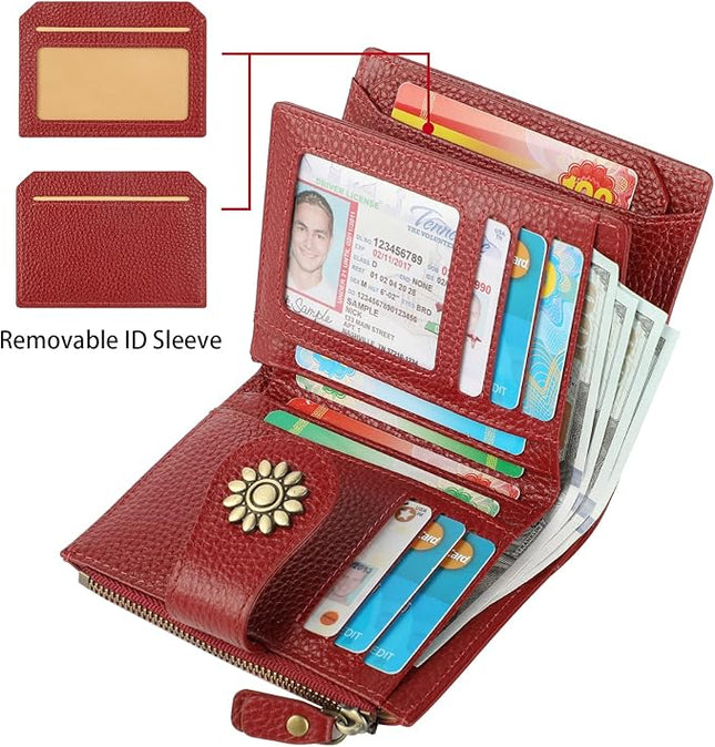 Lavemi Womens Leather Wallet Small Compact RFID Blocking Credit Card Case Purse with Zipper Pocket | Small, Compact, RFID Blocking, Zipper Pocket, Small, Compact