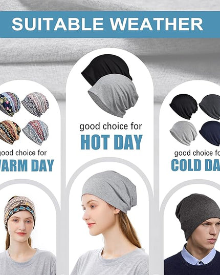 ELLEWIN Cotton Slouchy Beanie Hip-Hop Soft Lightweight Running Beanie Adult Dwarf Hats Chemo Cap for Men Women