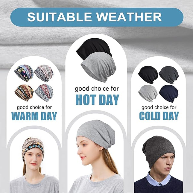 ELLEWIN Cotton Slouchy Beanie Hip-Hop Soft Lightweight Running Beanie Adult Dwarf Hats Chemo Cap for Men Women