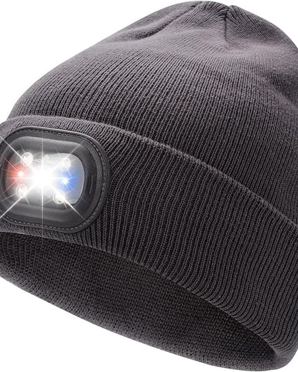 AOPREL Beanie with The Light, Unisex USB Rechargeable Headlamp Winter Knitted Cap for Men Dad Husband