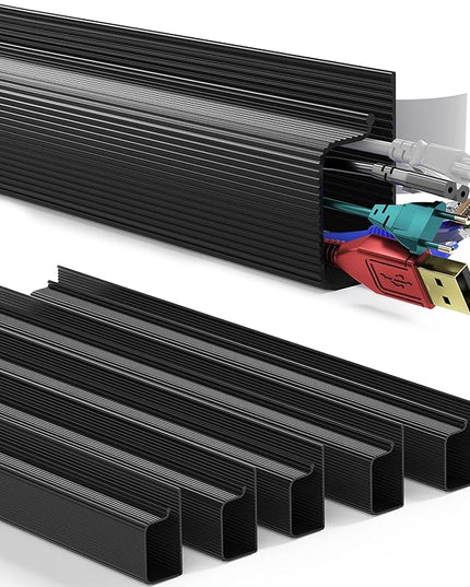 Delamu 6 Pack Safe & Tidy Cable Management Solution - Protect Kids & Pets with Home & Office Cable Management Under Desk, Cable Organizer, Cable Management Kit, Cord Organizer for Desk, 15.7in x 6