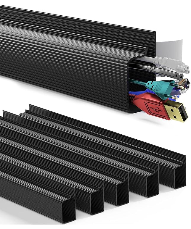 Delamu 6 Pack Safe & Tidy Cable Management Solution - Protect Kids & Pets with Home & Office Cable Management Under Desk, Cable Organizer, Cable Management Kit, Cord Organizer for Desk, 15.7in x 6