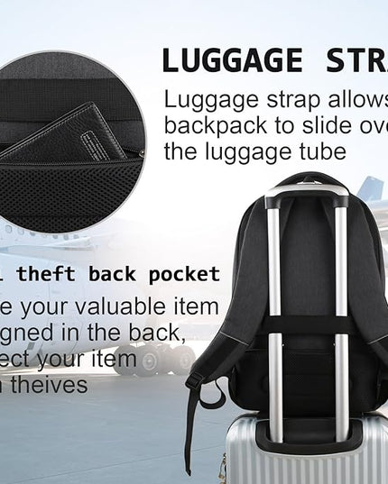 Laptop Backpack,Business Travel Anti Theft Slim Durable Laptops Backpack with USB Charging Port,Water Resistant College Computer Bag for Women & Men Fits 15.6 Inch Laptop and Notebook - Black