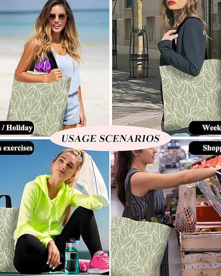 Canvas Tote Bag for Women，Cute Heavy-Duty Shoulder Bag with Zipper Pocket -Travel Tote for Grocery, Gym,Shopping