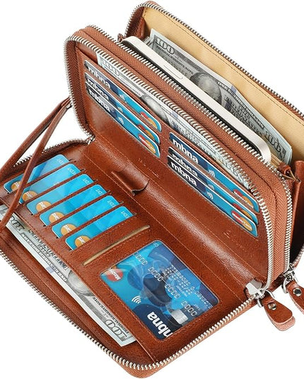 Lavemi Small Compact Women Wallet RFID Blocking Genuine Leather Bifold Purse with ID Windows