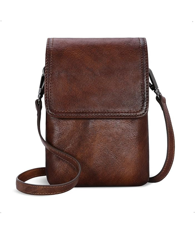 Iswee Leather Crossbody Bags for Women RFID Blocking Cell Phone Purse Small Anti-Theft Zippered with Card slots