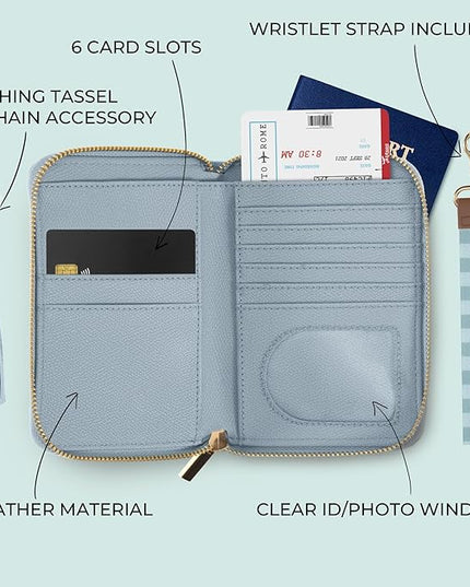 Beautiful Passport Holder for Travel with Wristlet Strap - All-in-One Wallet for Women with Card Slots and Tassel Keychain - Perfect Case to Keep Your Travel Documents Organized & Safe