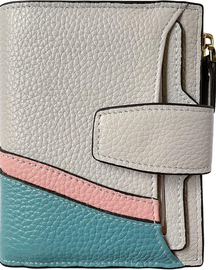 AINIMOER Women's RFID Blocking Leather Small Compact Bi-fold Zipper Pocket Wallet Card Case Purse with id Window