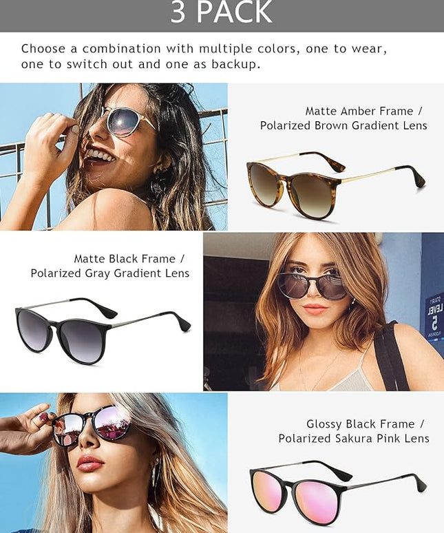 SUNGAIT Premium Vintage Round Sunglasses for Women Men Classic Retro Trendy Style