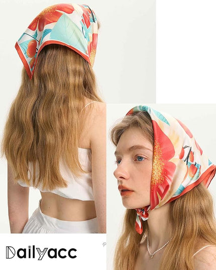 Dailyacc Hair Bandanas Scarf For Women Lightweight Fashion Neck Silk Satin Head Scarves For Sleeping Handbags Scarf