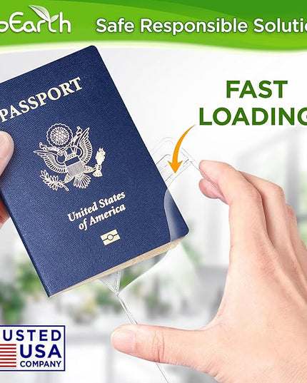 EcoEarth Passport & Identification Card Holders with Soft Edge (Clear, 4x6 Inch, 10 Pack), Extra Large Vertical ID Holder, Zipperless Plastic Name Badge Holders